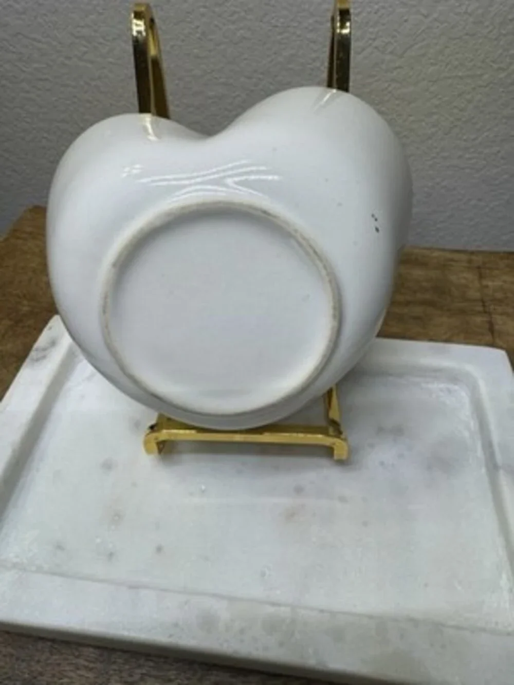 Blue and white 90s sponge art heart shaped ceramic dish, For Display, Key Dish